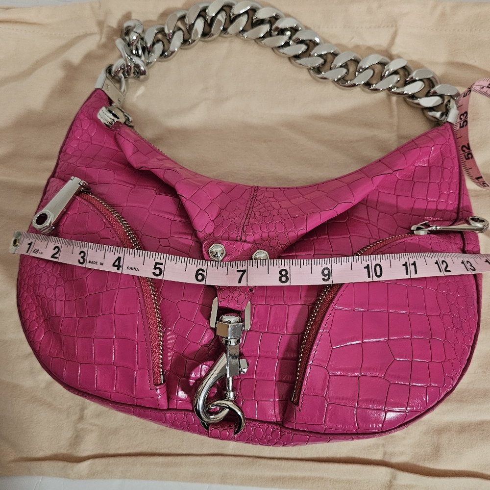 Hot Pink Rebecca Minkoff Julian Max Leather Croissant Hobo bag NEW $329 Retail - Picture 9 of 10